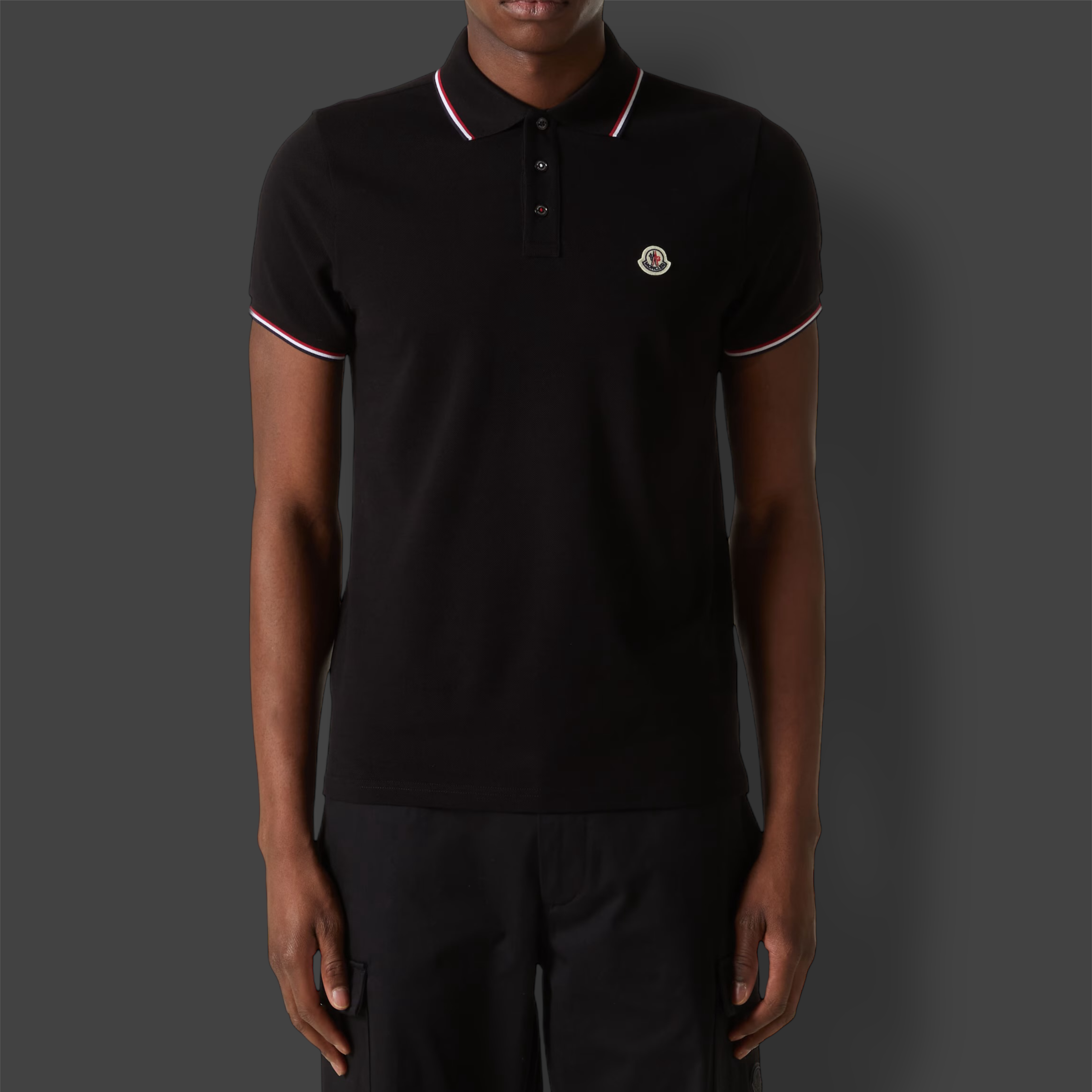 Contrast Rib Polo Black